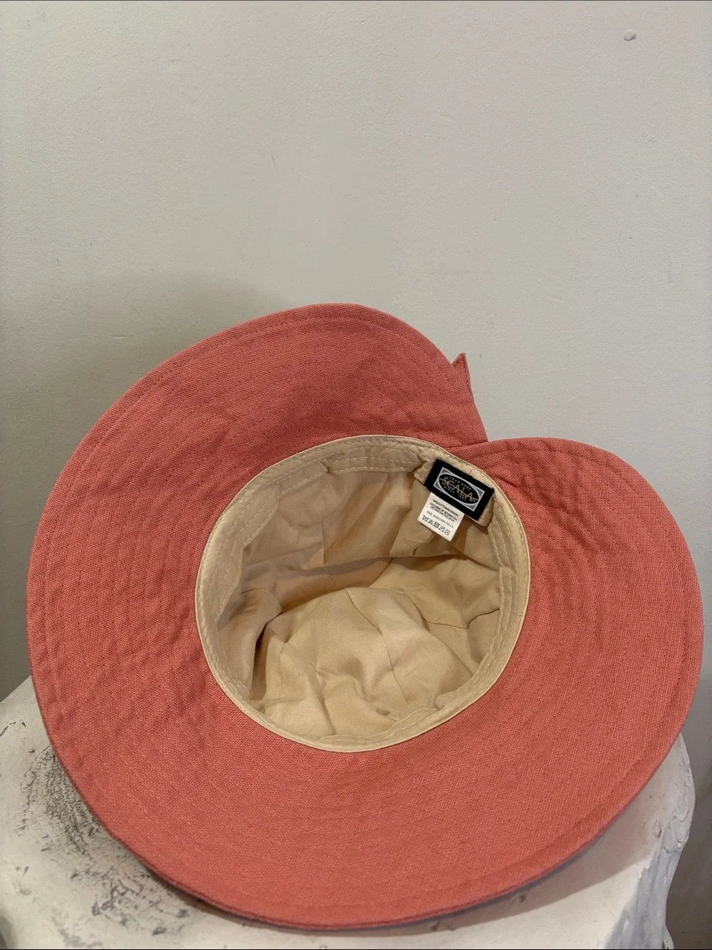 Scala Collection Ohana Cotton Facesaver Hat with Bow Salmon Pink Structured Brim